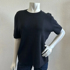 St. John Basics Black Crew Neck Short Sleeve Knit Top Shell Shirt Size Medium